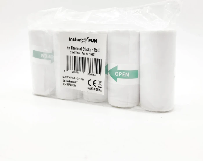 Easypix InstantFUN Sticker Rollen Thermopapier glänzend weiß, 57x25mm, 150 Blatt