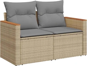 vidaXL Gartensofa mit Kissen 124cm 2-Sitzer grau/beige