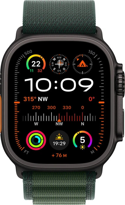 Apple Alpine Loop Medium für Apple Watch Ultra (49mm) dunkelgrün/titan schwarz