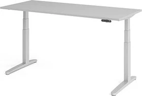 Hammerbacher Ergonomic Aktiv XBHM19 elektrisch höhenverstellbarer Sitz-Steh-Schreibtisch 180x80cm grau/silber