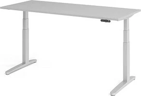 Hammerbacher Ergonomic Aktiv XBHM19 elektrisch höhenverstellbarer Sitz-Steh-Schreibtisch 180x80cm grau/silber