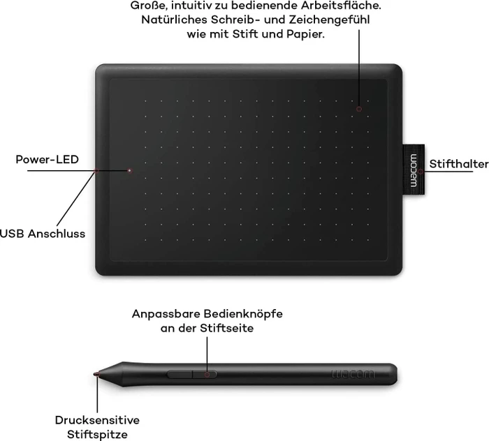 Wacom One Medium, schwarz/rot