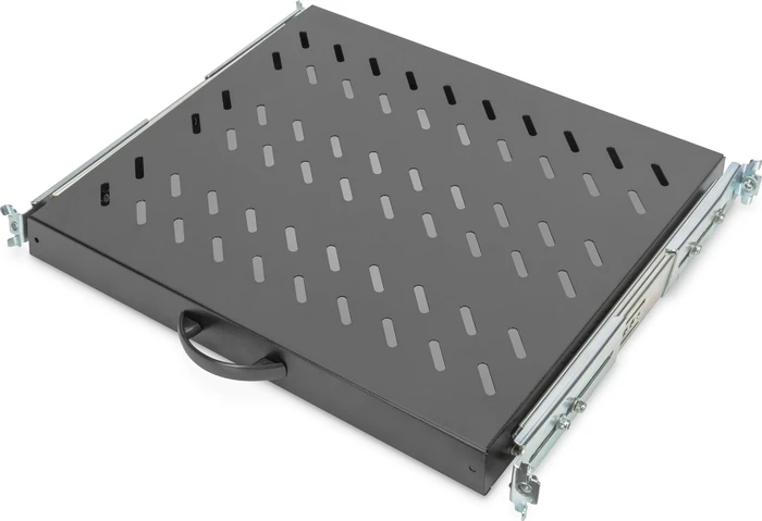 Digitus ausziehbarer Fachboden für Netzwerk- und Serverschränke, 19", schwarz, 600mm Einbautiefe, 1HE