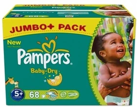 Pampers Baby-Dry Gr.5+ Einwegwindel, 13-27kg, 68 Stück