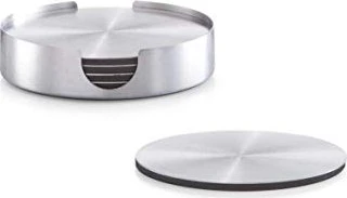 Zeller Edelstahl Glasuntersetzer-Set, 7-tlg.