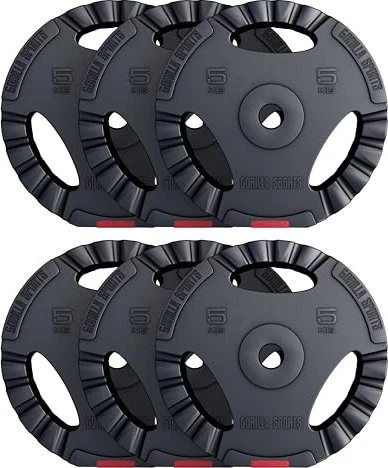 Gorilla Sports Hantelscheiben Kunststoff Gripper Set 6x 5kg