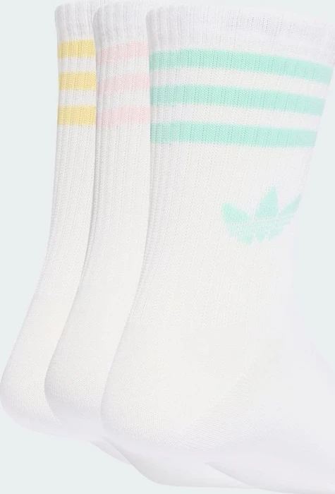 adidas 3-Streifen Crew Socken white/clear pink/clear mint/almost yellow, 3 Paare