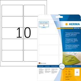 Herma Folienetiketten, 96x50.8mm, wetterfest, transparent, matt, 25 Blatt (250 Etiketten)