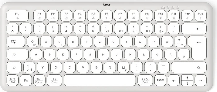 Hama WK-500 kompakte Multi-Device-Tastatur, grau/weiß, USB/Bluetooth, DE