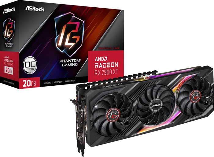ASRock Radeon RX 7900 XT Phantom Gaming OC, RX7900XT PG 20GO, 20GB GDDR6, HDMI, 3x DP