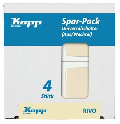 Kopp Rivo Profi-Pack: 4 Universalschalter, cremeweiß