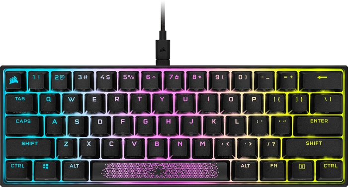 Corsair Gaming K65 RGB Mini, 60%, schwarz, MX SPEED RGB Silver, USB, DE