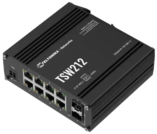 Teltonika TSW Industrial Railmount Gigabit Managed Switch, 8x RJ-45, 2x SFP