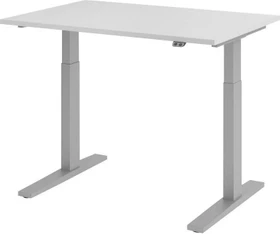 Hammerbacher Ergonomic Aktiv XMKA12 elektrisch höhenverstellbarer Sitz-Steh-Schreibtisch 120x80cm lichtgrau/silber