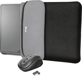 Trust Yvo Wireless Mouse Set mit Wendehülle für 15.6" Laptops, schwarz, USB