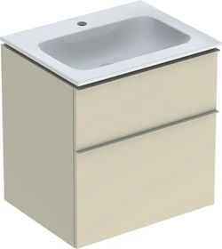 Geberit iCon Set Möbelwaschtisch/Unterschrank 60cm weiß, Korpus: sand-grau/lackiert hochglanz, Griff: sand-grau/pulverbeschichtet matt