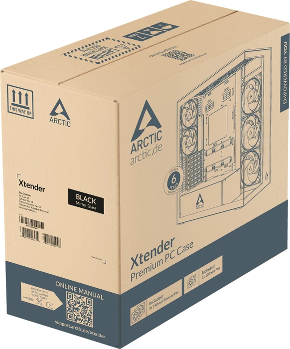 ARCTIC Xtender Mirror Black, Glasfenster
