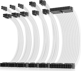 AsiaHorse Cable Extension Kit, 1x 24-Pin, 2x 4/8-Pin ATX, 3x 8-Pin PCIe, 16AWG, weiß, 30cm