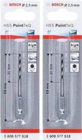 Bosch Professional HSS PointTeQ Spiralbohrer, 2.5x30x69mm, 1 Stück