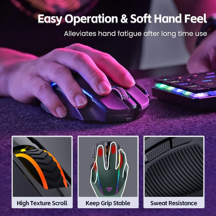 RisoPhy Wireless Gaming Mouse, schwarz, USB/Bluetooth
