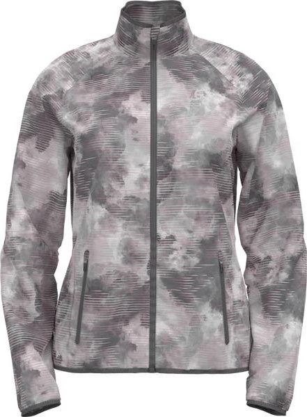 Odlo Essential Light Print Laufjacke concrete grey/festival fuchsia (Damen)