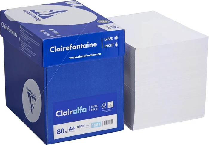 Clairefontaine Clairalfa Universalpapier matt weiß, A4, 80g/m², 2500 Blatt (1981FFPC)
