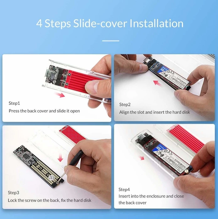 Orico TCM2-C3, rot/transparent, USB-C 3.1