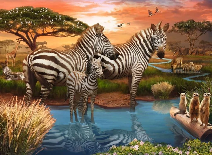 Ravensburger Puzzle Zebras am Wasserloch