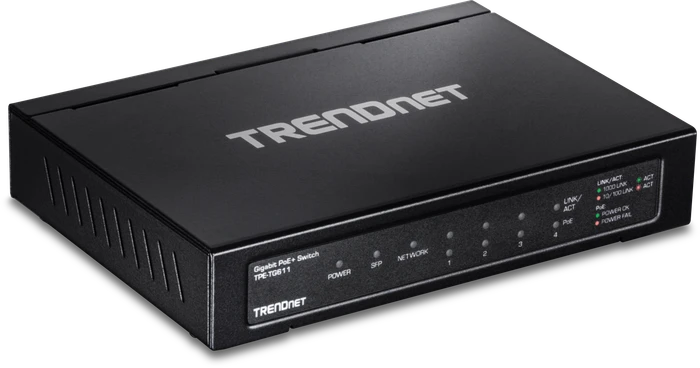 TRENDnet TPE-TG Desktop Gigabit Switch, 5x RJ-45, 1x SFP, 65W PoE+