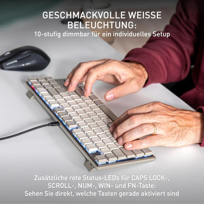 Cherry KC 500 MX LP TKL, warm grey, MX LOW PROFILE 2.0 IVORY, USB, DE