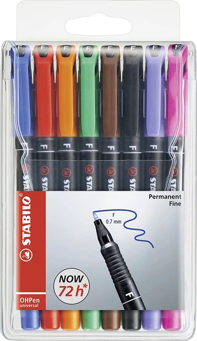 STABILO OHPen universal permanent F sortiert, 8er-Set