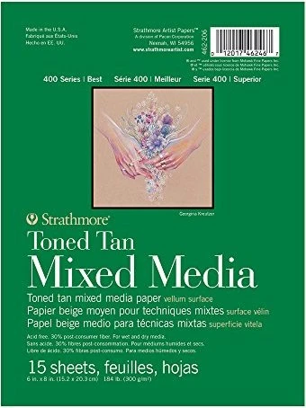 Strathmore 400 Series Toned Mixed Media Zeichenblock, 153x203mm, glatt, braun, 15 Blatt