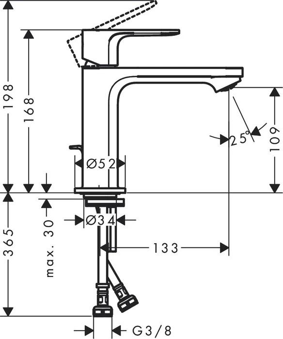 Hansgrohe Rebris E 110 mit Zugstangen-Ablaufgarnitur chrom
