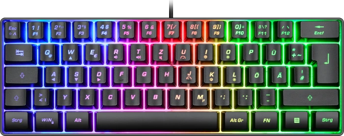 ISY IGK 3500 Mini Gaming Tastatur, schwarz, LEDs RGB, USB, DE