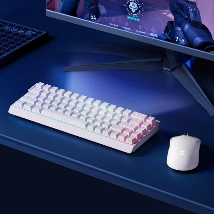 Mchose Ace 68 HE Gaming Keyboard, White Topographic, LEDs RGB, Dragon Lord Magnetic, USB, US