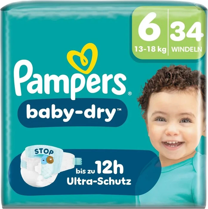 Pampers Baby-Dry Gr.6 Einwegwindel, 13-18kg, 34 Stück