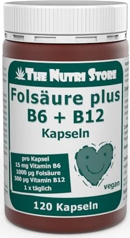 The Nutri Store Folsäure + B12 + B6 Kapseln, 120 Stück