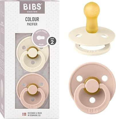 Bibs Colour Schnuller rund, 6-18M, Latex, ivory/blush, 2 Stück