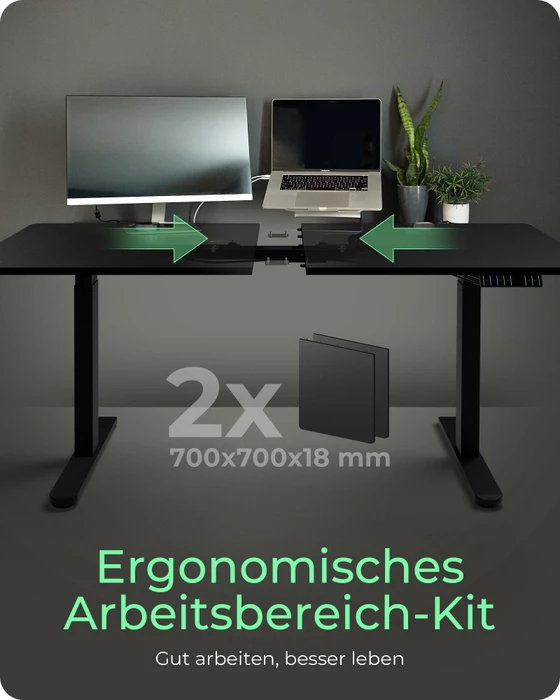 RaidSonic Icy Box IB-EW122B-TT elektrisch höhenverstellbares Sitz-Steh-Schreibtischgestell 140x70cm schwarz