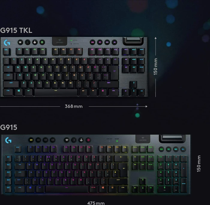 Logitech G915 TKL Carbon, LEDs RGB, schwarz, GL Tactile, USB/Bluetooth, DE