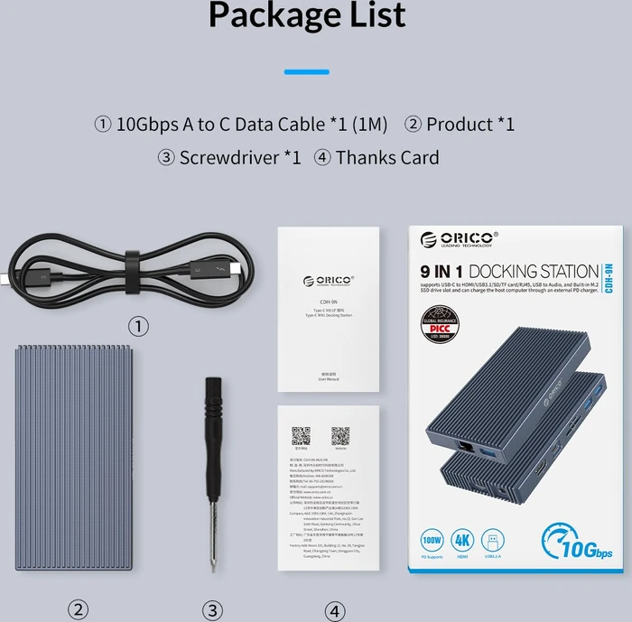 Orico Multifunctional Docking Station With SSD Enclosure, USB-C 3.1 [Buchse]