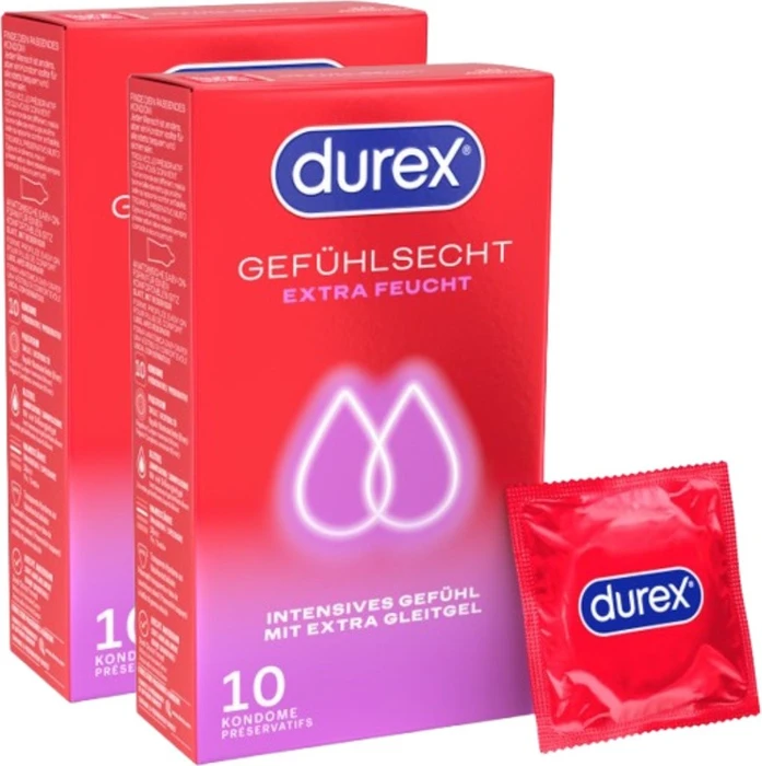 Durex Gefühlsecht Extra Feucht, 20 Stück (2x 10 Stück)