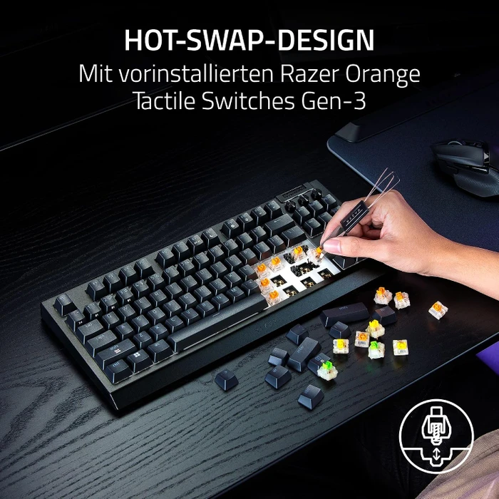 Razer BlackWidow V4 TKL Hyperspeed, Wuthering Waves, hot-swap, Razer ORANGE Tactile Gen-3, USB/Bluetooth, US