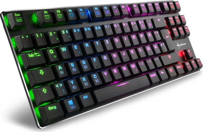 Sharkoon PureWriter TKL RGB, Kailh Choc LOW PROFILE BLUE, USB, DE