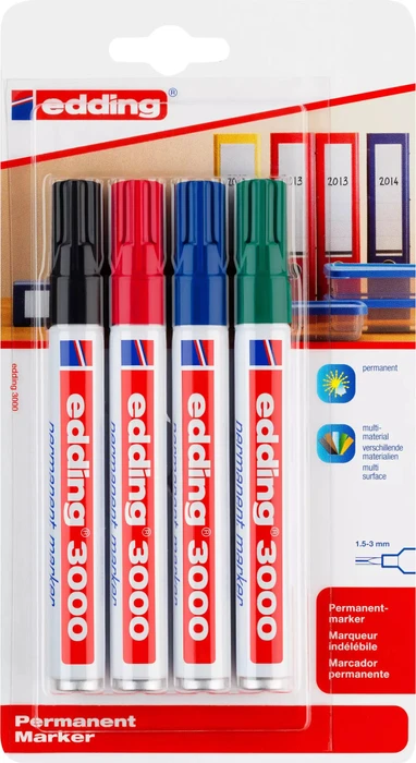 edding 3000 Permanentmarker sortiert, 4er-Set