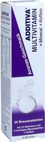 Additiva Multivitamin + Mineral + Coffein Ananasgeschmack Brausetabletten, 20 Stück