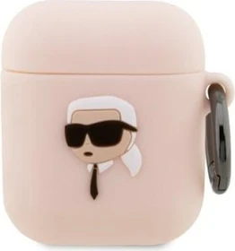 Karl Lagerfeld NFT Karl Head 3D Silicone Case für Apple AirPods 1/2 pink