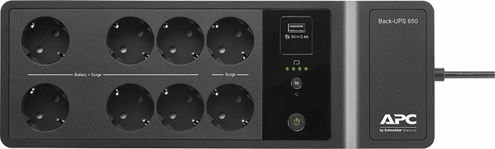 APC Back-UPS, 650VA, Steckdosenleiste, 8x Schuko, USB