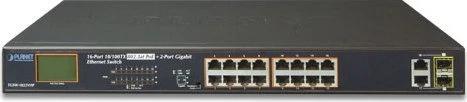 Planet FGSW Rackmount Switch, 16x RJ-45, 2x RJ-45/SFP, 300W PoE+