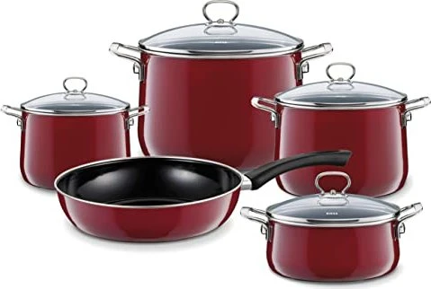 Riess Emaille Nouvelle Kochgeschirr-Set rosso, 5-tlg.